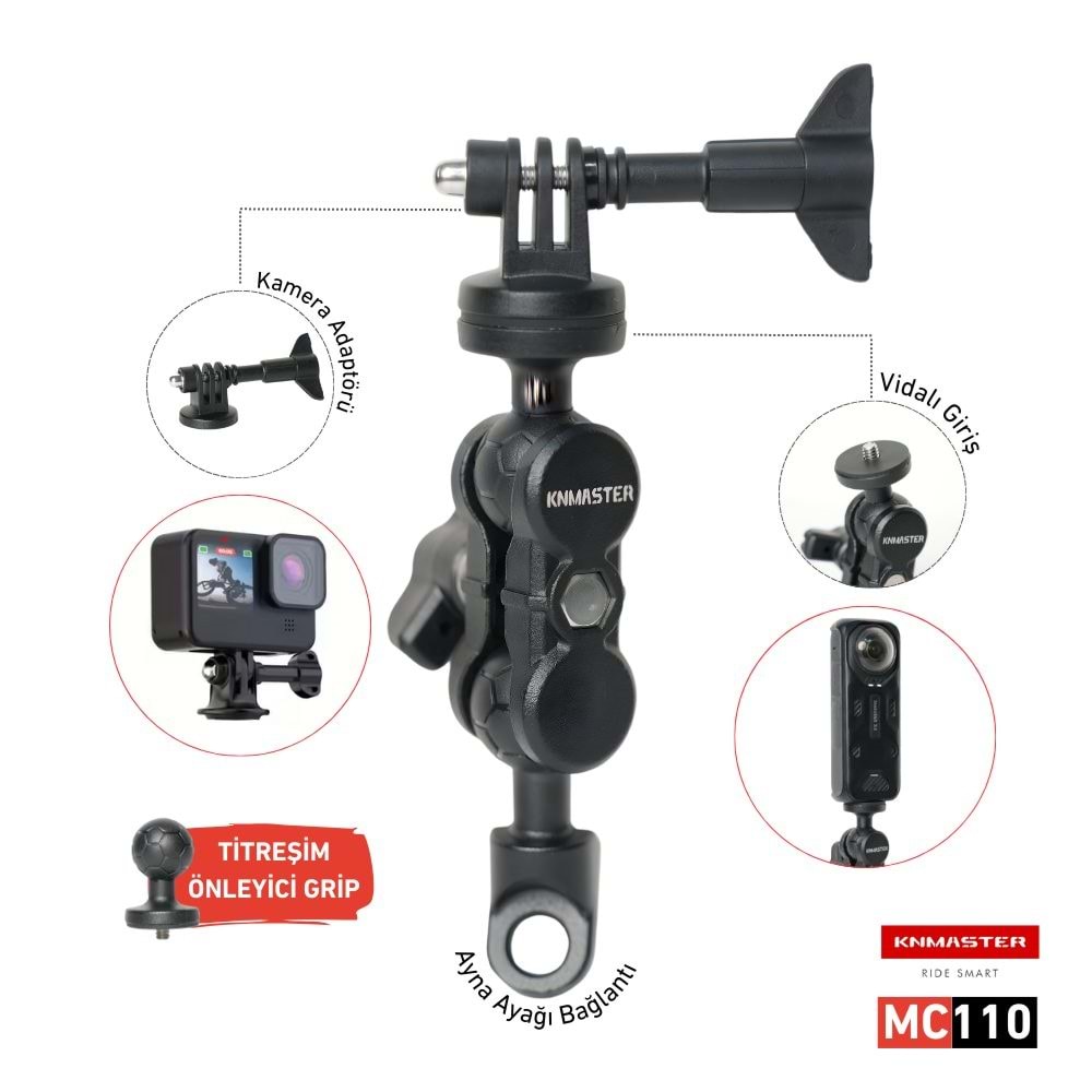 KNMASTER MC110 AYNA BAĞLANTILI AKSİYON KAMERA TUTUCU