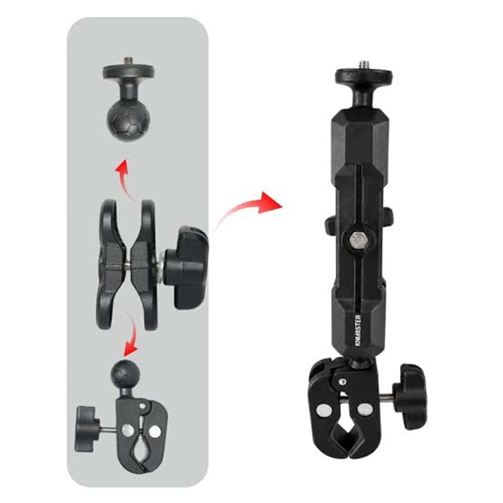 KNMASTER MC200LÇift Bağlantılı Motosiklet Aksiyon Kamera Destek Aparatı