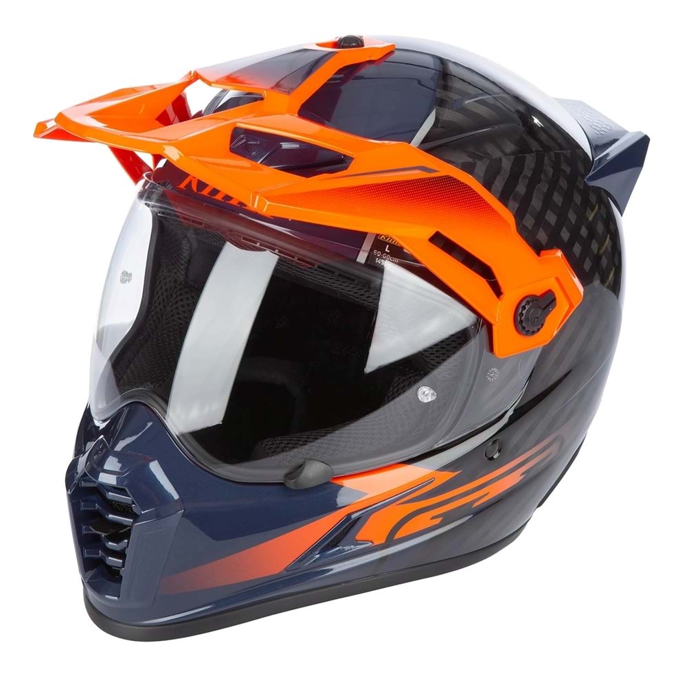 Klim Krios Pro Carbon Echo Adv Rally Motosiklet Kaskı Siyah / Oranj