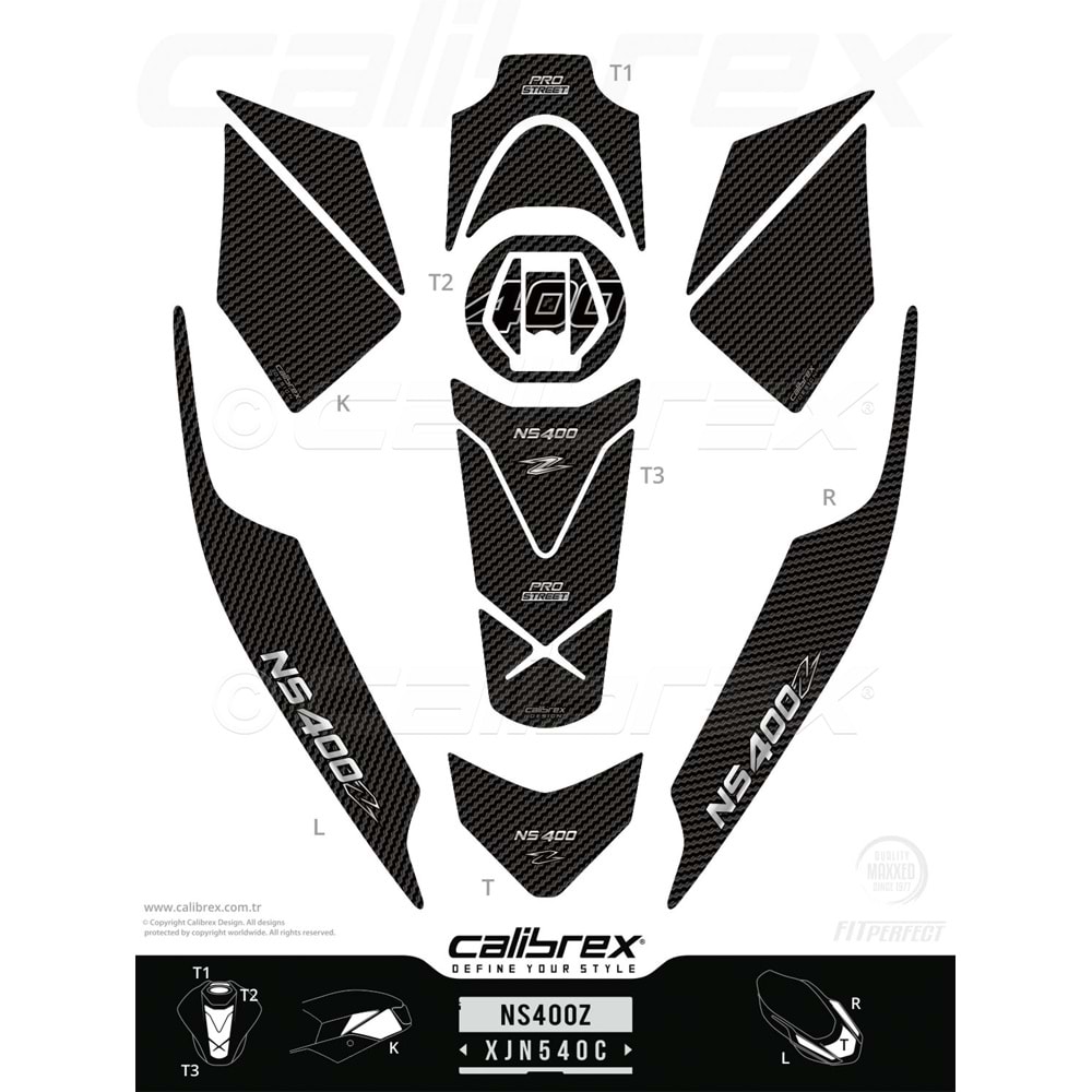 BAJAJ PULSAR NS400 CALİBREX TANK PAD SETİ