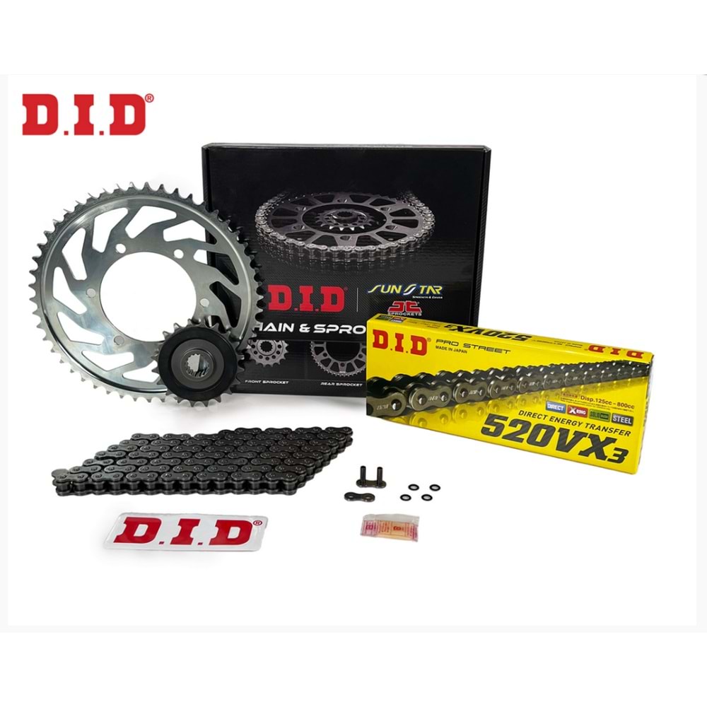 BAJAJ DOMİNAR D.I.D ZİNCİR ÖN ARKA DİŞLİ JT 120 BAKLA XRİNG