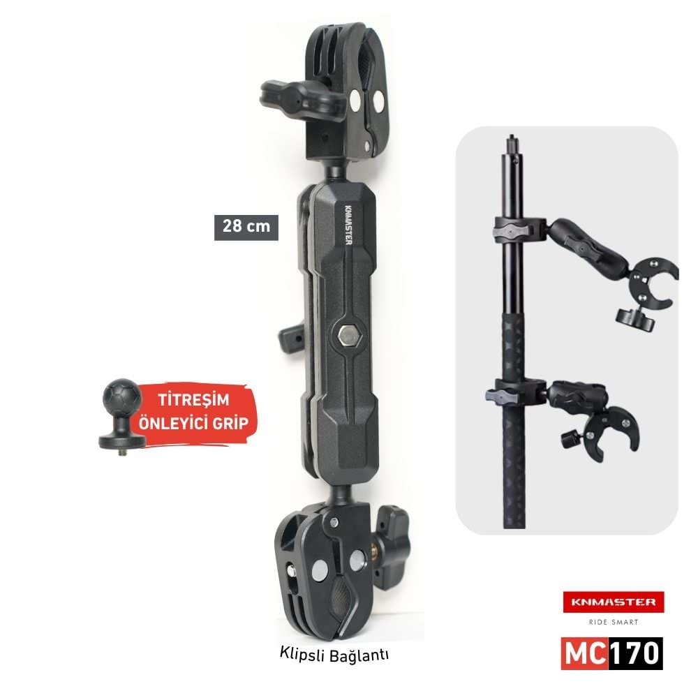 KNMASTER MC170 ÇİFT KELEPÇELİ 28CM AKSİYON KAMERA DESTEĞİ
