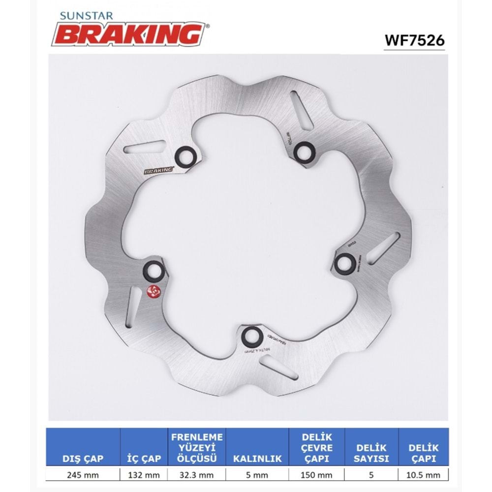 YAMAHA MT 07 / XSR 700 /TENERE 700 /MT 09 / XSR 900 DALGALI ARKA FREN DİSKİ BRAKING