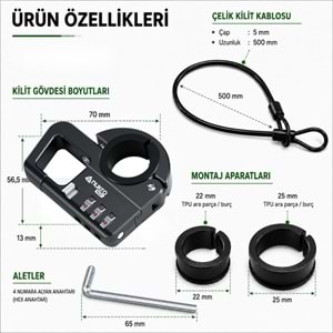Nukrotech CBK-4 Şifreli Motosiklet Kask Kilidi