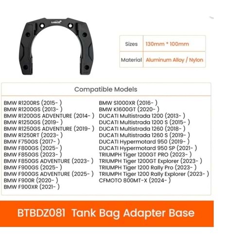LOBOO DEPO ÜSTÜ MONTAJ HALKASI BMW / DUCATİ / TRIUMPH