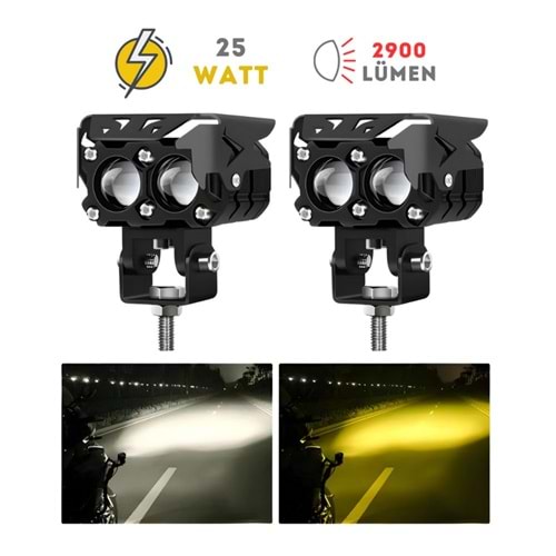 KNMASTER TRANSFORMERS 25W 3 RENKLİ MOTOSİKLET LED SİS FARI
