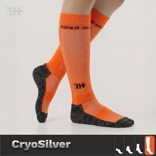 Cryo Silver + Havlu Taban Uzun Gümüş İplikli Çorap — Turuncu/Siyah (Erkek)