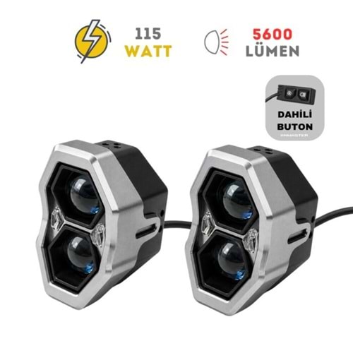 KNMASTER SMOKE 115W Motosiklet LED Sis Farı