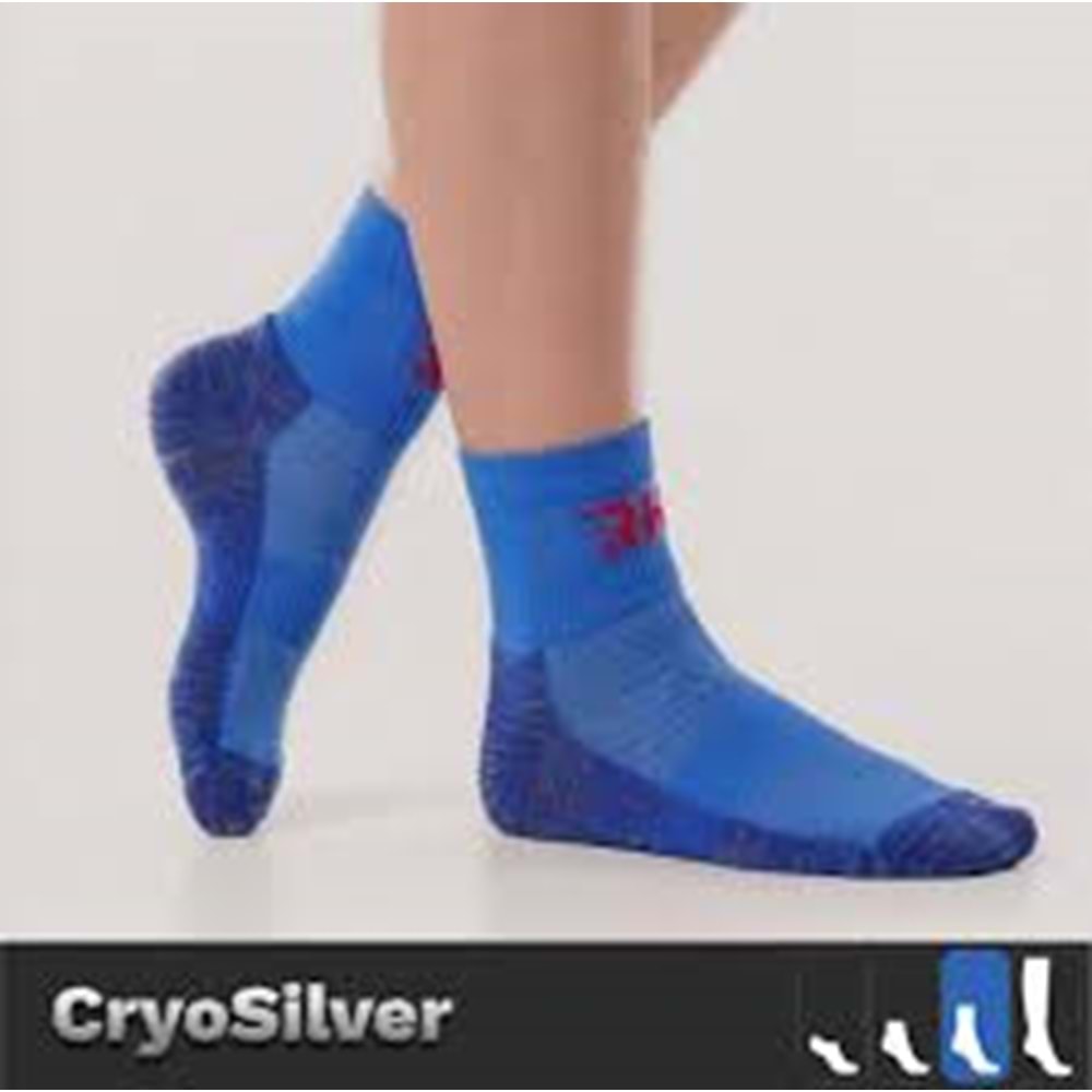 Cryo Silver + Havlu Taban Kısa Çorap —Mavi/Beyaz(Erkek)