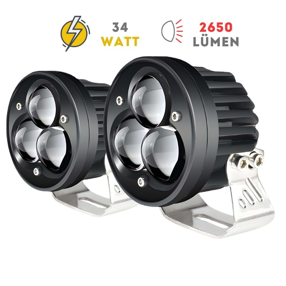 KNMASTER TRİPLEBİRD ÇİFT RENKLİ MOTOSİKLET LED SİS FARI