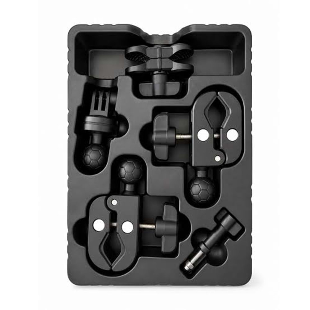 KNMASTER MC-200 – 360° Ayarlanabilir Motosiklet Çift Yengeç Kelepçeli (Double Clamp) Aksiyon Kamera Destek Aparatı (17 cm)