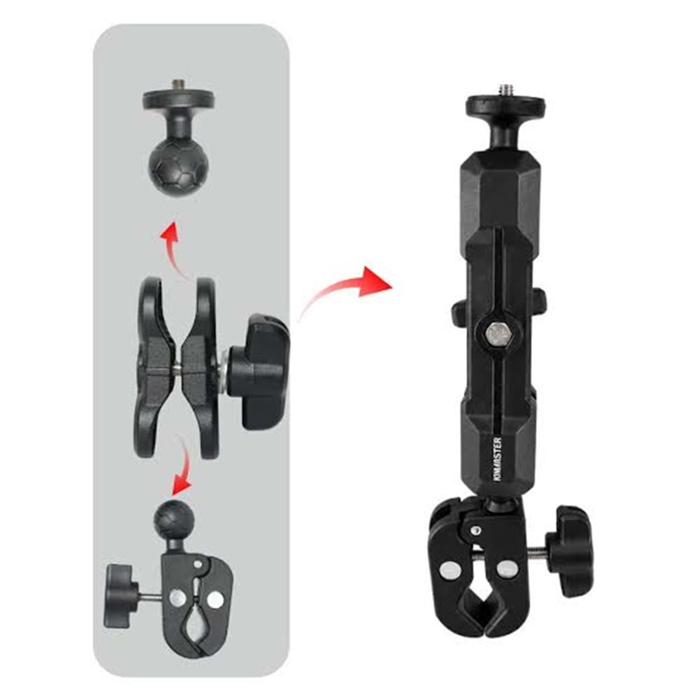 KNMASTER MC200LÇift Bağlantılı Motosiklet Aksiyon Kamera Destek Aparatı