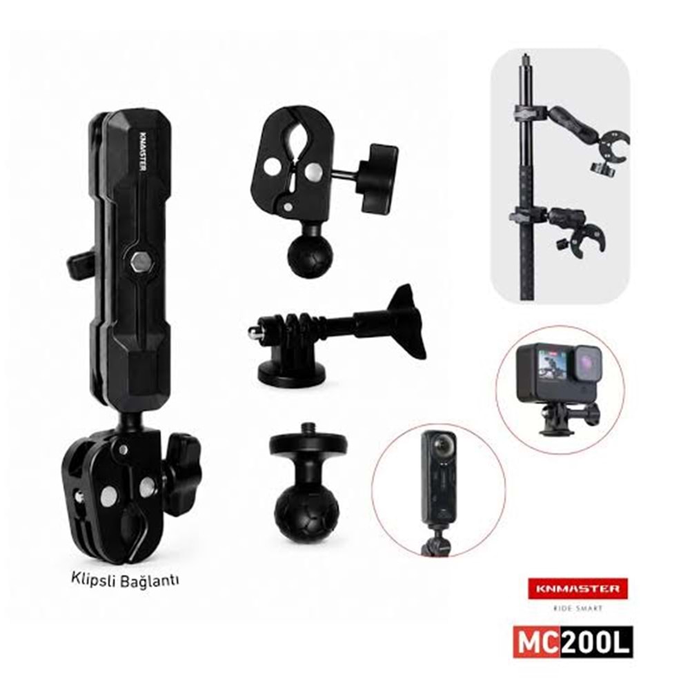 KNMASTER MC200LÇift Bağlantılı Motosiklet Aksiyon Kamera Destek Aparatı
