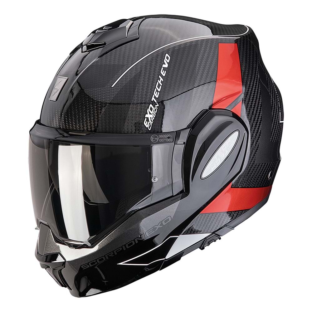Scorpion Exo-Tech Evo Carbon CAD Çene Açılabilir Motosiklet Kaskı Siyah / Kırmızı