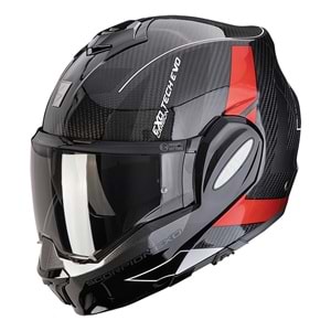 Scorpion Exo-Tech Evo Carbon CAD Çene Açılabilir Motosiklet Kaskı Siyah / Kırmızı