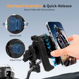 MECHRIG 9-16 mm BORU ÇAPI UYUMLU MOTOSİKLET DİKİZ AYNASI TELEFON TUTUCU