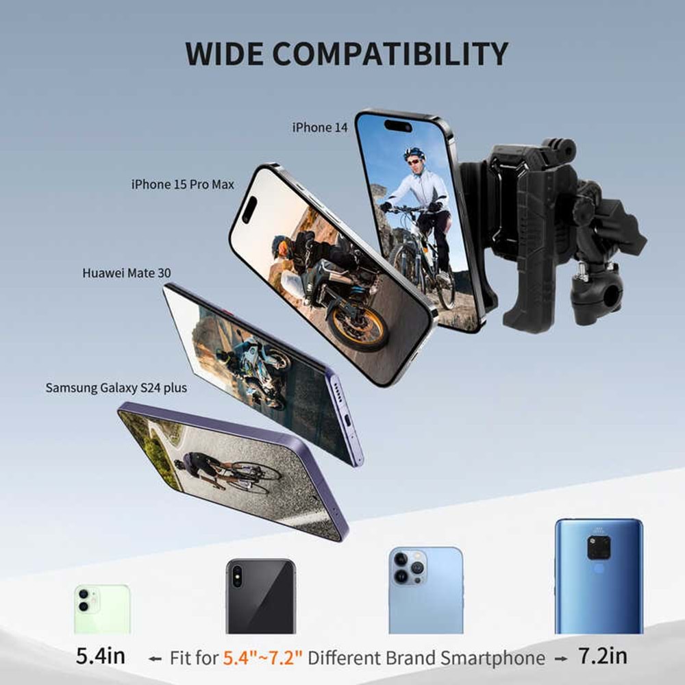 MECHRIG 9-16 mm BORU ÇAPI UYUMLU MOTOSİKLET DİKİZ AYNASI TELEFON TUTUCU