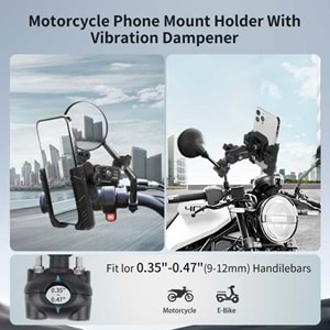 MECHRIG 9-16 mm BORU ÇAPI UYUMLU MOTOSİKLET DİKİZ AYNASI TELEFON TUTUCU