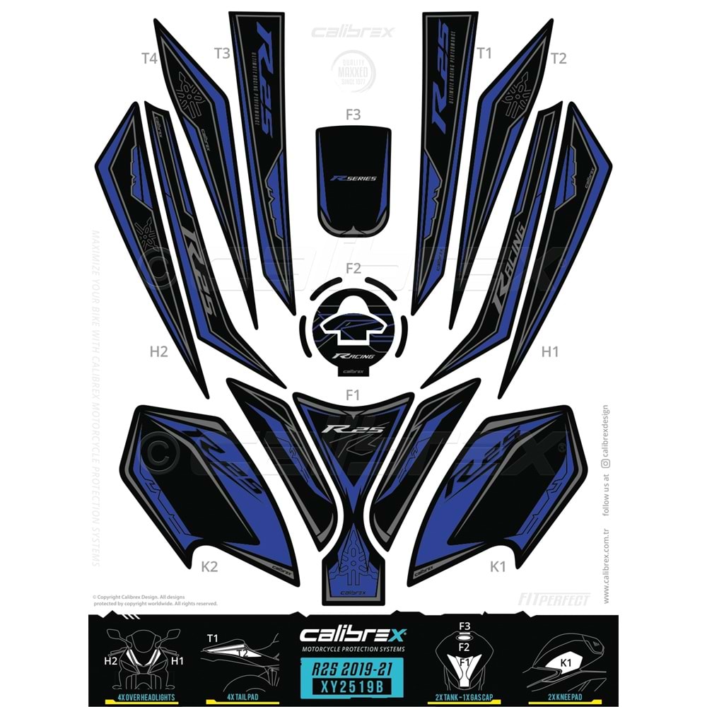 YAMAHA R25 FULL SET 13 PARÇA PAD TAKIMI
