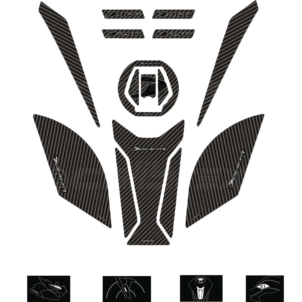 BAJAJ DOMİNAR 250-400 TANK PAD SET CALİBREX - KARBON