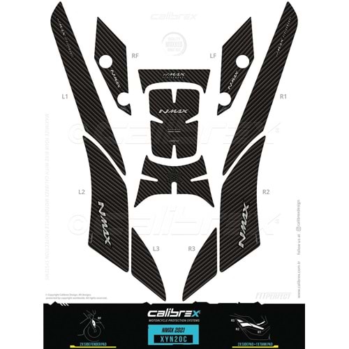 YAMAHA N-MAX 2021 KARBON KORUYUCU PAD TAKIMI CALİBREX