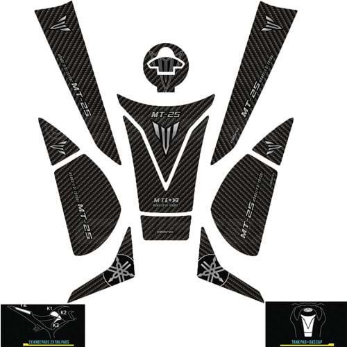 YAMAHA MT-25 CALİBREX KARBON TANK PAD SETİ