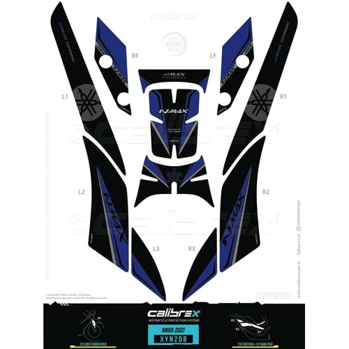 YAMAHA N-MAX 2021 MAVİ KORUYUCU PAD TAKIMI CALİBREX